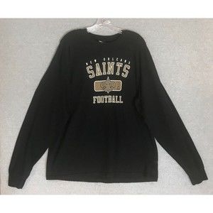 Reebok New Orleans‎ Saints Shirt Mens Large Black Long Sleeve 100% Cotton NFL
